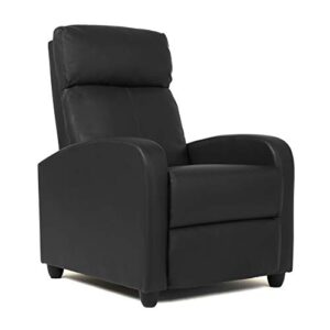 fdw wingback recliner chair leather single modern sofa home theater seating for living room,black