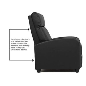 FDW Wingback Recliner Chair Leather Single Modern Sofa Home Theater Seating for Living Room,Black