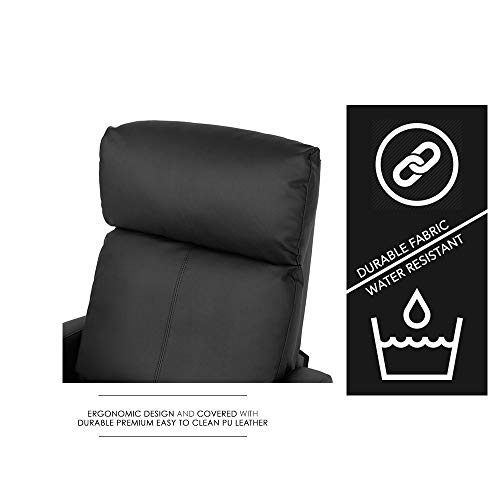 FDW Wingback Recliner Chair Leather Single Modern Sofa Home Theater Seating for Living Room,Black