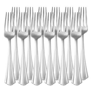 Amazon Basics Stainless Steel Dinner Forks with Scalloped Edge, Pack of 12, Silver