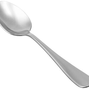 Amazon Basics Stainless Steel Dinner Spoons with Round Edge, Pack of 12, Silver