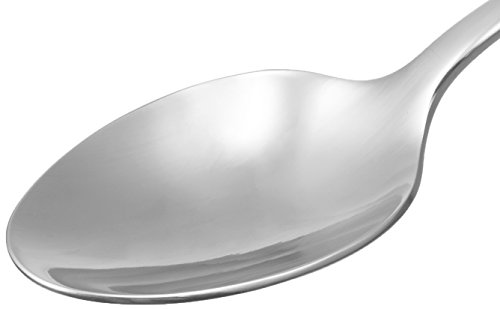 Amazon Basics Stainless Steel Dinner Spoons with Round Edge, Pack of 12, Silver