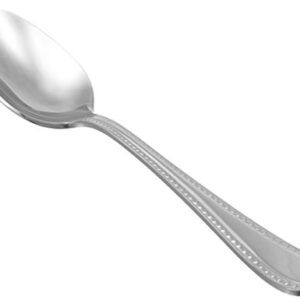 Amazon Basics Stainless Steel Dinner Spoons with Pearled Edge, Set of 12, Silver