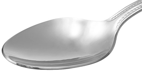 Amazon Basics Stainless Steel Dinner Spoons with Pearled Edge, Set of 12, Silver