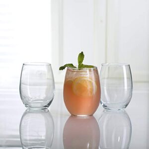 Amazon Basics Stemless Wine Glasses, 15 oz, Set of 4, Clear