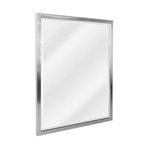 head west stainless steel frame brushed nickel bathroom mirror - beveled edge vanity mirror for wall and living room decor - equipped with z-bar bracket for vertical & horizontal mounting - 24" x 30"