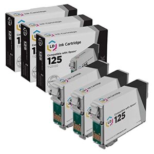 ld products remanufactured ink cartridge replacement for epson 125 ( black , 3-pack )