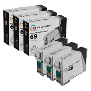 ld remanufactured ink cartridge replacement for epson 69 t069120 (black, 3-pack)