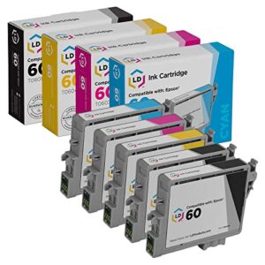 ld products remanufactured ink cartridge replacement for epson 60 t060 (2 black, 1 cyan, 1 magenta, 1 yellow, 5-pack)