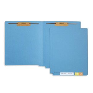 50 Blue End Tab Fastener File Folders - Reinforced Straight Cut Tab - Durable 2 Prongs Designed to Organize Standard Medical Files, Receipts, Office Reports - Letter Size, Blue, 50 Pack