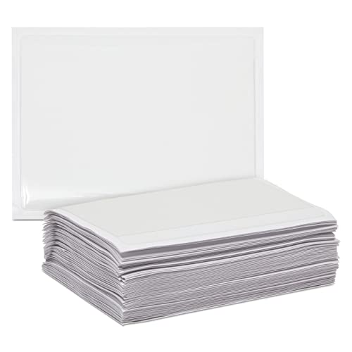 100 Pack Top Load 4x6 Photo Sleeves with Adhesive, Index Card Holder for Office Supplies, Clear Label Pockets for Small Business