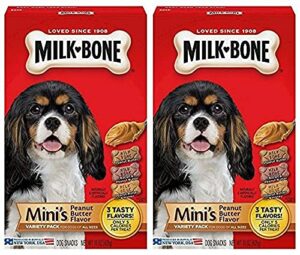 2 pack milk-bone mini's peanut butter flavor variety dog treats, 15-oz box