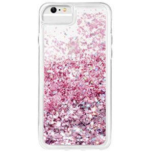 Caka Glitter Case for iPhone 6/6S/7/8 (4.7") with Tempered Glass Screen Protector - Floating Sparkle Liquid TPU - Rose Gold