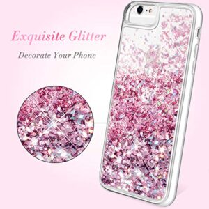 Caka Glitter Case for iPhone 6/6S/7/8 (4.7") with Tempered Glass Screen Protector - Floating Sparkle Liquid TPU - Rose Gold