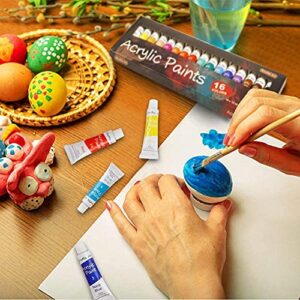 Shuttle Art Acrylic Paint Set, 16 x12ml Tubes Artist Quality Non Toxic Rich Pigments Colors Great for Kids Adults Professional Painting on Canvas Wood Clay Fabric Ceramic Crafts