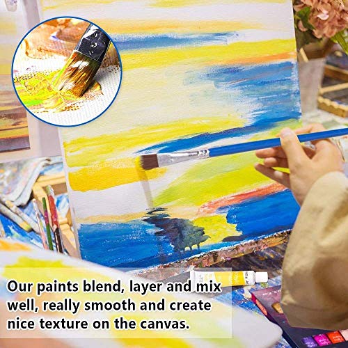 Shuttle Art Acrylic Paint Set, 16 x12ml Tubes Artist Quality Non Toxic Rich Pigments Colors Great for Kids Adults Professional Painting on Canvas Wood Clay Fabric Ceramic Crafts