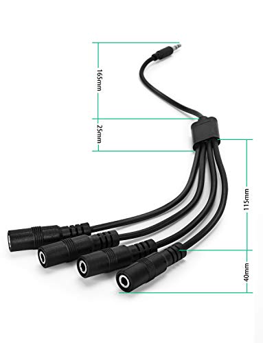 3.5mm Headphone Splitter Cable,ONXE 1/8 Inch AUX Stereo Jack Audio Splitter 1 Male to 2 3 4 Female Adapter Cable for Mp3 Player Mobile Phone Laptop, PC Headphone Speakers(Black)