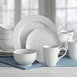 Pfaltzgraff French Lace White 16 Piece Dinnerware Set, Service for 4