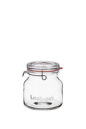 Luigi Bormioli Lock-Eat 3 Piece Jar Set 25.25 oz, 50.75 oz, 34 oz, Set of 3, Clear