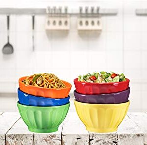 Bruntmor Porcelain 14 Ounce Bowl for Cereal, Soup, Rice, Desert, Ice Cream, Snack Server, Multicolor LEAD and CADIMUM FREE, Dishwasher & Oven Safe- Set Of 6