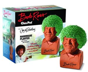 chia pet bob ross with seed pack, decorative pottery planter, easy to do and fun to grow, novelty gift, perfect for any occasion