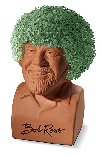 Chia Pet Bob Ross with Seed Pack, Decorative Pottery Planter, Easy to Do and Fun to Grow, Novelty Gift, Perfect for Any Occasion