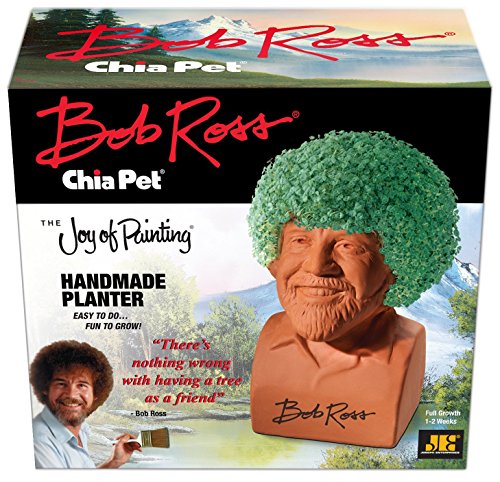 Chia Pet Bob Ross with Seed Pack, Decorative Pottery Planter, Easy to Do and Fun to Grow, Novelty Gift, Perfect for Any Occasion