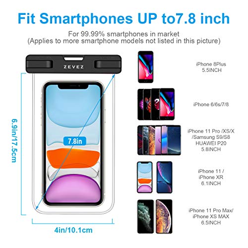 ZEINZE 4 Pack Waterproof Phone Pouch Universal Waterproof Phone Case Dry Bags for iPhone 13 Pro Max XS Max XR X 8 7 6S Plus Galaxy Pixel Up to 6.9