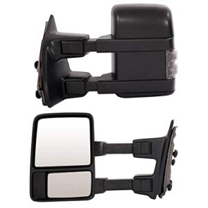 towing mirrors replacement for 99-07 ford f250 f350 f450 f550 super duty 01-05 excursion pair set extendable smoke power heated with led signal light side mirrors