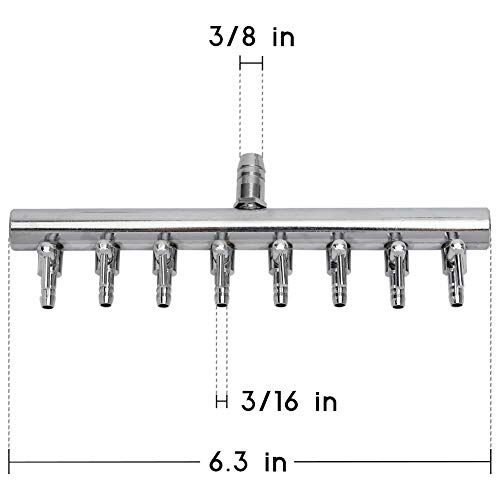 Pawfly 8-Way Aquarium Air Flow Control Lever Valve Chromium Copper Distributor Fish Tank Splitter Pump Accessories