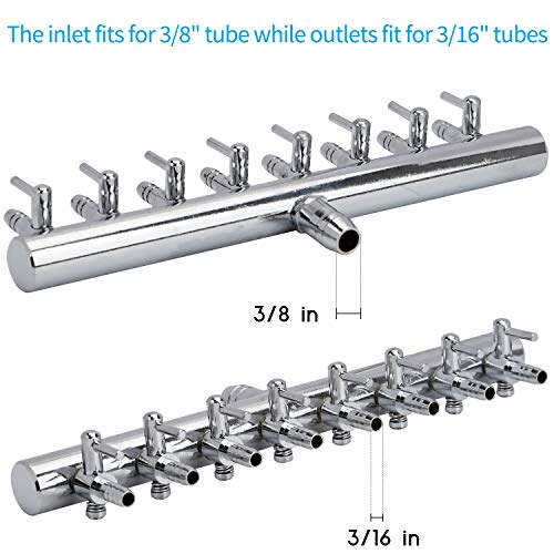 Pawfly 8-Way Aquarium Air Flow Control Lever Valve Chromium Copper Distributor Fish Tank Splitter Pump Accessories