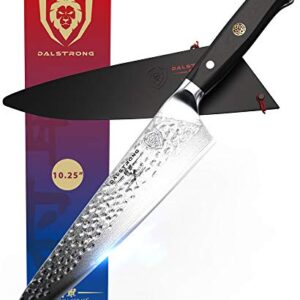 Dalstrong Shogun Series X Damascus Japanese AUS-10V Super Steel Chef Kitchen Knife with G10 Black Handle ABS, 10.25 Inches, Sheath Included