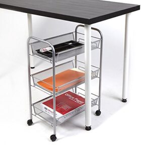 Mind Reader 3-Shelf All Purpose Mobile Utility Cart, Silver