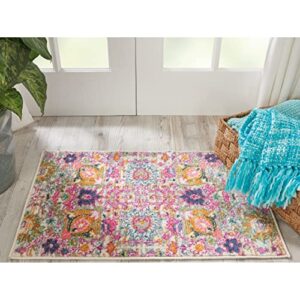 nourison passion silver 1'10" x 2'10" area -rug, boho, moroccan, bed room, living room, dining room, kitchen, easy -cleaning, non shedding, (2' x 3')