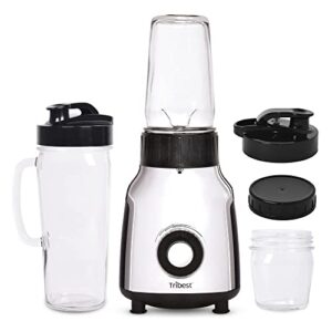 tribest pbg-5050-a portable blender for shakes and smoothies with glass blender cups, chrome
