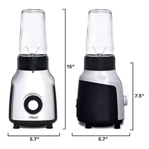 Tribest PBG-5050-A Portable Blender for Shakes and Smoothies with Glass Blender Cups, Chrome