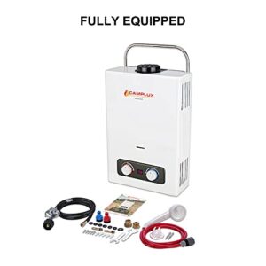 CAMPLUX ENJOY OUTDOOR LIFE BD158 1.58GPM Outdoor Propane Tankless Gas Water Heater, white, 6l