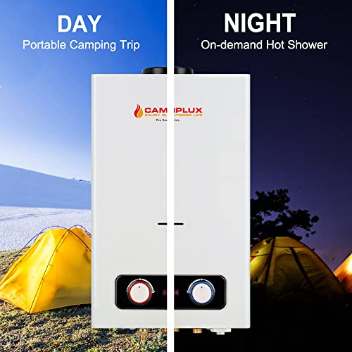 CAMPLUX ENJOY OUTDOOR LIFE BD158 1.58GPM Outdoor Propane Tankless Gas Water Heater, white, 6l