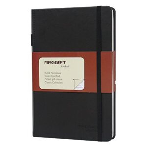 xgatml maggift thick portátil clásico con pen loop - rayas, tapa dura, fine piel pu, 120 páginas, 8,4 x 5,7 en, negro