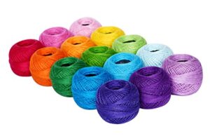 soft 1500y 15 pearl balls cardinal size 8 rainbow colors for crochet hardanger cross stitch needlepoint hand embroidery