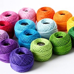 Soft 1500Y 15 Pearl Balls Cardinal Size 8 Rainbow Colors for Crochet Hardanger Cross Stitch Needlepoint Hand Embroidery