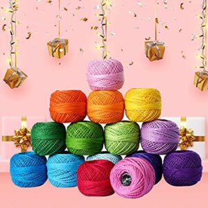 Soft 1500Y 15 Pearl Balls Cardinal Size 8 Rainbow Colors for Crochet Hardanger Cross Stitch Needlepoint Hand Embroidery