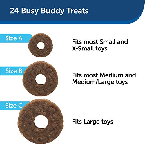 PetSafe Treat Rings for Busy Buddy Dog Toys - Easy to Digest - Interactive Toy Refills for Aggressive Chewers - Stimulating Puppy Supplies - Eases Stress - 24 Rings - Size B - Original/Peanut Butter