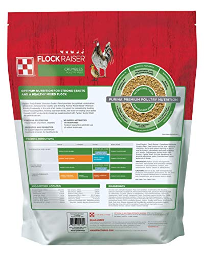 Purina Flock Raiser Crumbles Poultry Feed Nutritionally Complete - 5 Pound (5 lb) Bag