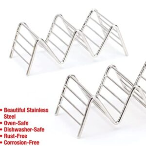 Taco Holders Set of 2 Premium Stainless Steel Stackable Stands, Each Rack Holds 2 or 3 Hard or Soft Tacos, Five Styles Available By 2lbDepot