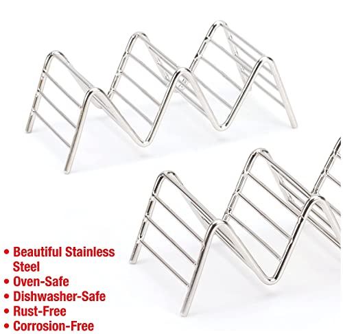 Taco Holders Set of 2 Premium Stainless Steel Stackable Stands, Each Rack Holds 2 or 3 Hard or Soft Tacos, Five Styles Available By 2lbDepot