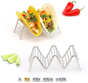 taco holders set of 2 premium stainless steel stackable stands, each rack holds 2 or 3 hard or soft tacos, five styles available by 2lbdepot