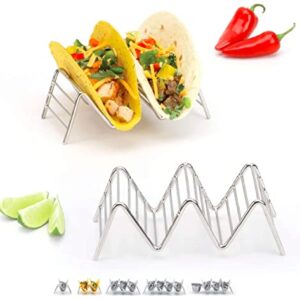 Taco Holders Set of 2 Premium Stainless Steel Stackable Stands, Each Rack Holds 2 or 3 Hard or Soft Tacos, Five Styles Available By 2lbDepot