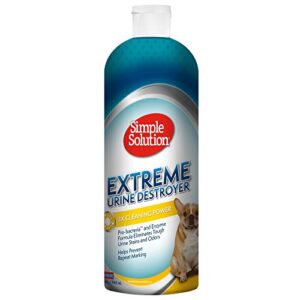simple solution extreme urine destroyer enzymatic cleaner | pet stain and odor remover with 2x pro-bacteria cleaning power | 32 ounces
