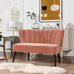 Jennifer Taylor Home Becca Channel and Button Tufted Settee, Orange